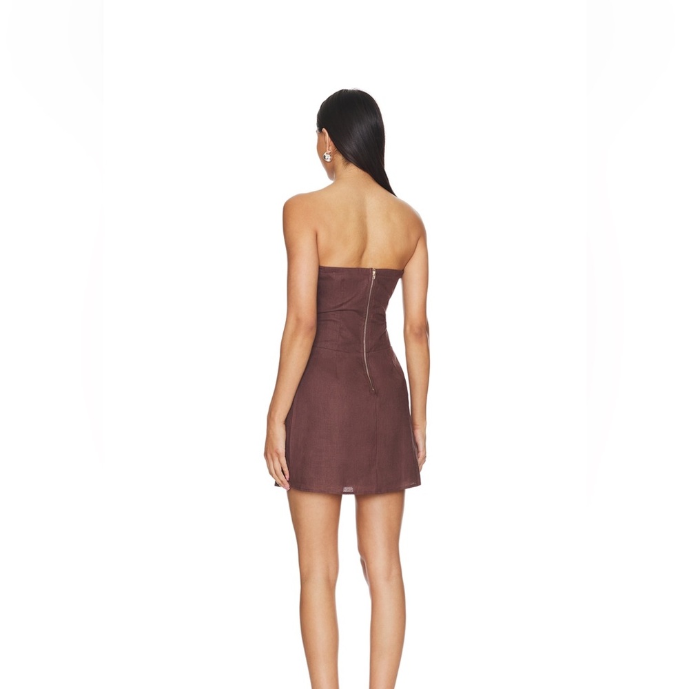 Linen Brown Strapless Dress